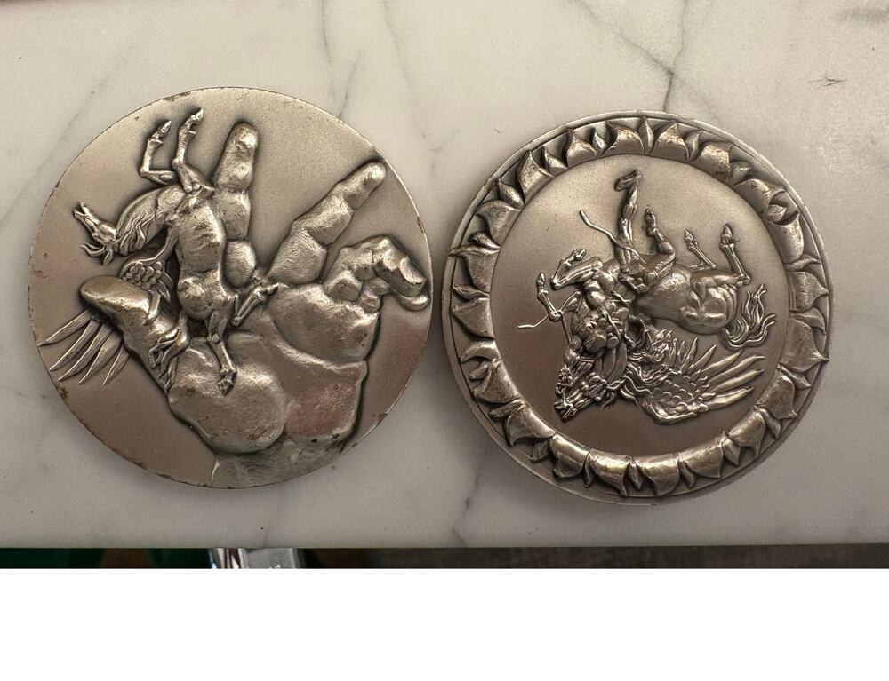Medallic Art Co .999 fine silver Frank Eliscu "INSPIRATION" 2 part medal 8.3oz